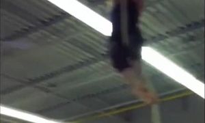Woman orgasm on rope climb