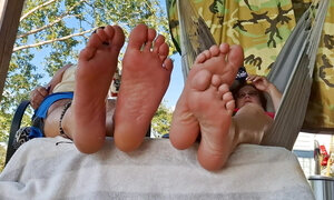 Relaxing and showing you our soles