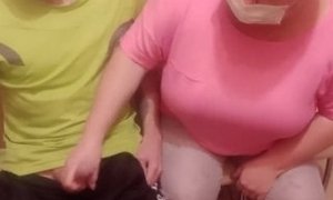a woman jerks off my cock in the waiting room
