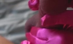 Slow Handjob With Michelle Wearing Hot Pink Satin Gloves