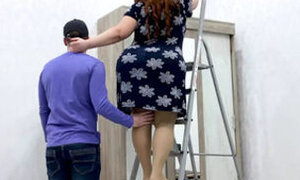 Big stepmom turned to her stepson for help and he fucked her in the ass