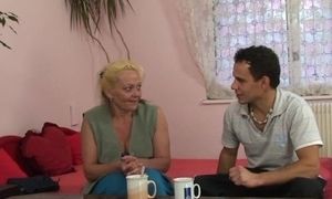 'He Picks Up Granny For Hairy Pussy Playing With'
