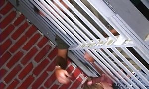 Randy spears fucks a horny blonde babe through the lattice