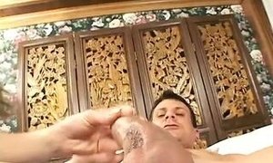 Boy inserts jaw-dropping youthful brown-haired's fuck holes with man sausage