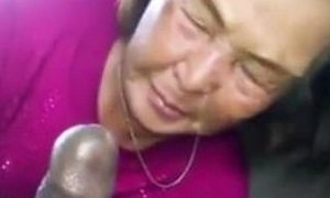 Chinese Grandmother Inhales Dark-Hued Jizz-Shotgun In The Camper