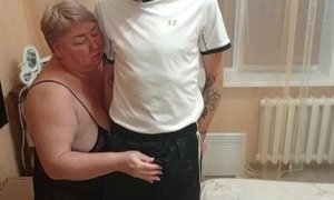 mother-in-law jerks off my dick and watches me cum while my wife