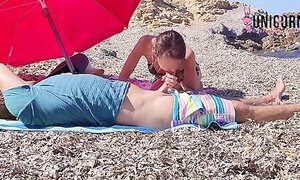 Strapon Fuck Her Boyfriend On Public Beach. Pegging Amateur, Anal Plug, Fingering, Femdom
