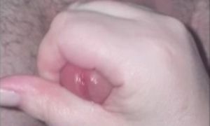 Husband jerking off then cums on her tits