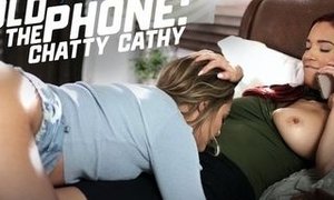 Biz Lady Gets Nailed By Her Insatiable Gf While On A Smartphone Call