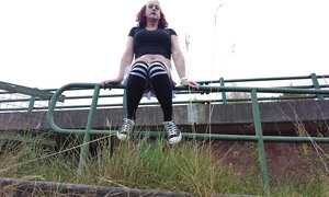 Skater Girl Flashing, Pissing and Smoking Outdoors