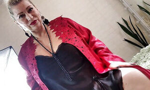 An adult Girl and a Dick .!. Mature bitch in a red negligee sucks cock...