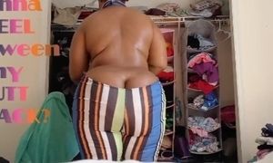 'Big Booty Ebony Butt Crack Exposed in Tight Small Pants BBW Oiled Asscrack Back Fat - Cami Creams'