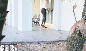 MOFOS - Ryan Keely Puts On A Lingerie And High Heels, Then Slides Her Panties To The Side To Ride A Big Cock