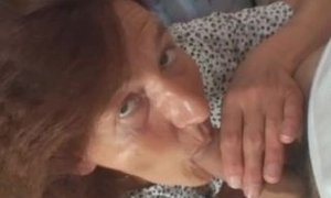 Sewing grandmother takes her client's dick