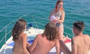 Orgy and partouze with 4 on a boat in a rough sea, you are not prepared