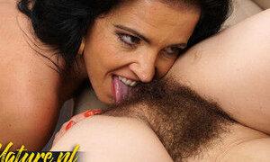 Unshaved MILF Adelis Shaman Gets Her Super Hairy Pussy Eaten by Montse Swinger