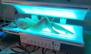 Caught my wife masturbating in tanning bed, so I came inside her