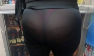 Wife transparent leggings with thong at store