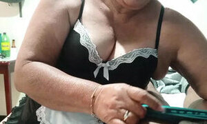 The cleaning lady cleans my cock with her mouth