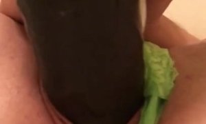 'QOS Wife using Mr Hankey bbc dildo to destroy her tight pussy while talking dirty to cuck husband'