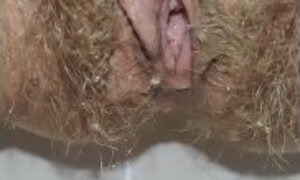 Powerful stream of piss from my hairy pussy  Up Close POV  Free Pee Porn Videos
