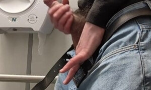 In a public  bathroom (a)