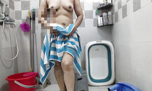 Bhabhi shower strip tease