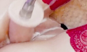 Fucking a Creamy Pussy with a Big Dildo