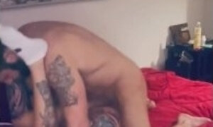 Slut wife gets pussy pounded while holding dildo in the ass