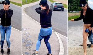 Public Pissing Blooper. Busted by Passing Cars! Timing Fail