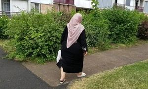 Plus-size dark-hued arabic hijab