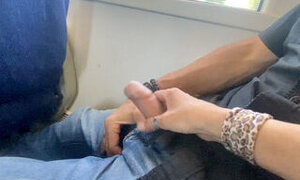ACCIDENTAL SEX ON THE TRAIN - HANDJOB AND CUMSHOT WITH AMATEUR MILF