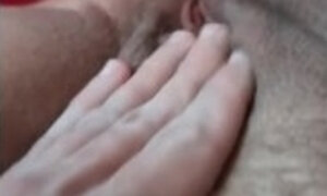 He plays with my big wet pussy lips