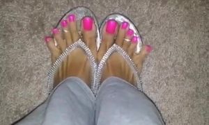 Glorious toe stretched in spin flop and bright rosy pedi