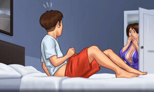 MILF Landlady caught him jerking off to her panties, MILF Caught Him Sniffing Her Panties - Summertime Saga 07