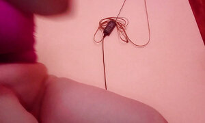 Solitaria undresses to touch her big clitoris