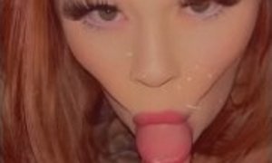 Spicy redhead sucks cock slow and good