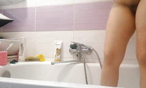 Sexy Stepmom Takes a Shower, Hairy Pussy, Big Tits.