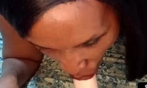 Big Ass Ebony Milf Shows How to Suck Dick and takes Heavy Backshots and Cum in her tight Pussy