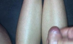 'Amateur footjob #75 I used my wifes hairy legs for a quick feet fuck'