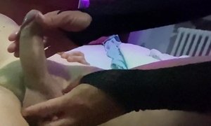 Night Time Handjob with Soft Ballbusting: She Massages Cock and Balls
