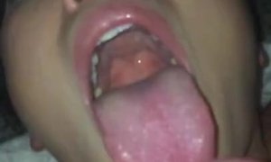 'Watch me lick and eat every drop of cum (slow motion facial and cum swallow)'