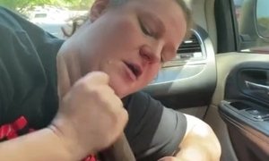 'White BBW got in trouble and had to suck BBC in the car in public to make it up'