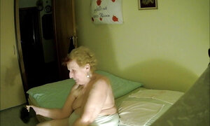 Hot granny goes to sleep with white underpants