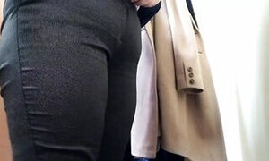 Mother-in-law teases son-in-law with her lustful fitting room video with anal plug in sweet hole and masturbation
