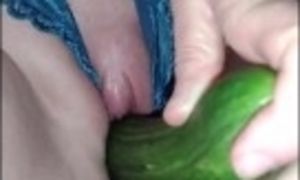WE'RE BACK!!! She puts the "cum" in cucumber! Wife stretches her pussy with massive cucumber!