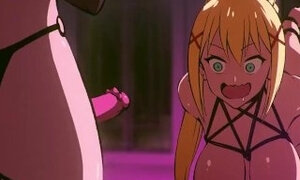 Hentai Lesbian dominatrix strapons anal and fills it with creampie