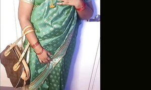 Fantasy Role About A Tamil Amma Wearing Green Saree and Comforting Her Step Son
