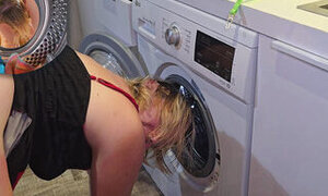 Anal Pounding with My Head in the Washing Machine!!
