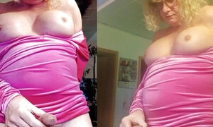 Tslillysophie in Hot Pink Dress Shows Her Big Tits